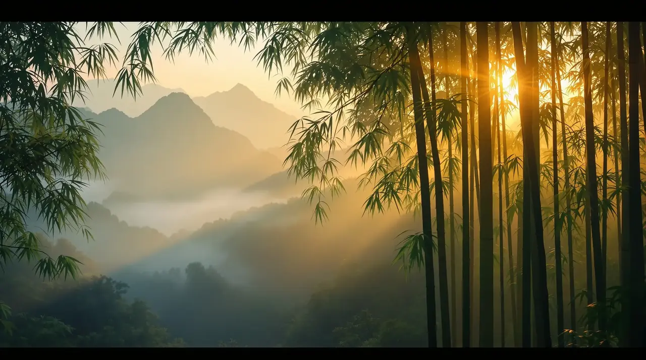 电影院电影山岚云雾背景